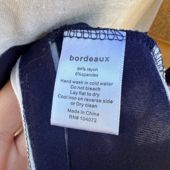 Bordeaux Lexa Striped Boat-neck Top Blue and White Long Sleeve Size S - Picture 5 of 8